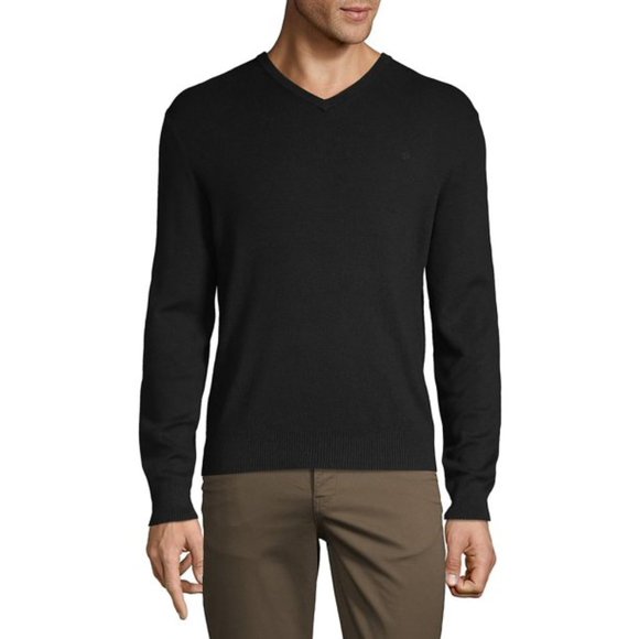 Calvin Klein Cotton-Blend V-Neck Sweater - Picture 1 of 4